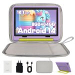 Tablette pour enfant 10 pouces avec kid - proof �tui pourpre et sac dordinateur gris hd 1280x800 5mp ...
