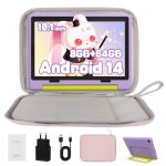Tablette pour enfant 10 pouces avec kid - proof �tui pourpre et sac dordinateur rose hd 1280x800 5mp ...