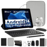 Tablette tactile 10?? android 14 12go ram + 64go rom (1tb tf) avec clavier souris stylet tui et sacoche ...