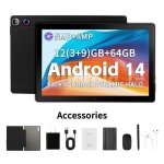 Tablette tactile android 14 10 pouces 12go ram + 64go rom (1tb tf) octa - core 5000mah hd 1280x800 noir ...