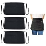 Tablier 3 pices tablier noir avec 3 poches tablier serveur tablier cuisine tablier chef tablier bistrot ...