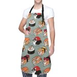 Tablier ajustable au coucuisine robe � bretellesavec 2 poches centraleschiens de sushi mignons