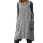 Tablier en coton et lin tablier à dos croisé pour femme avec poches robe chasuble pour la cuisson au ... Tablier en coton et lin tablier à dos croisé pour femme avec poches robe chasuble pour la cuisson au ...