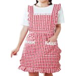 Tablier de cuisine vintage pour femme tablier  volants rouge tablier en coton pour femme et fille avec ...