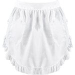 Tablier � volants demi blanc avec deux poches taille unique style vintage id�al pour cuisine restaurant ...