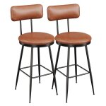 Tabourets de bar lot de 2 - luminarix - chaise de cuisine hautecadre en mtalsiges rembourrs pu hauteur ...
