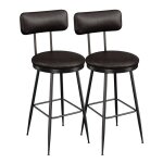 Tabourets de bar lot de 2 - luminarix - chaise de cuisine hautecadre en mtalsiges rembourrs pu hauteur ...