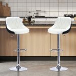 Tabourets de bar 2 pcs blanc et noir cuir vritable - vivolilv - tabouret debar reglables en hauteur ...