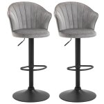 Tabouret de bar 2 pi�ces chaise de bar pivotante avec dossier r�glable en hauteur velours toucher gris ...