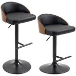 Tabourets bar 2 pivotants - repose - pieds r�glables 76 - 96cm - simili cuir bois confort - 48x49. 5cm ...