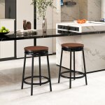 Tabourets de bar lot de 2 - relax4life - pivotants � 360� - 2 hauteurs - repose - pieds - cadre en m�tal ...