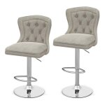 Tabourets de bar lot de 2 - relax4life - rglable en hauteur 67 - 87cm - pivotant  360 - chaise en ...