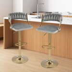 Tabourets de bar lot de 2 - relax4life - rotatif � 360� - hauteur r�glable 85 - 107cm - si�ge rembourr� ...