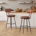 Tabourets de bar - tanant - lot de 2 - rembourr� en pu - dossier ergonomique - style moderne mi - si�cle ...