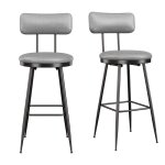 Tabouret de bar lot de 2 si�ge rembourr� pu avec coutures chaises de bar style moderne mi - si�cle hauteur ...
