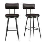 Tabouret de bar lot de 2 si�ge rembourr� pu avec coutures chaises de bar style moderne mi - si�cle hauteur ...