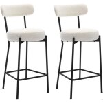 Tabouret de bar - lot de 2 - si�ge rembourr� - style moderne mi - si�cle - hauteur 66 cm - blanc