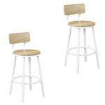 Tabouret de bar lot de 2 - woltu tabouret cuisine - métal et mdf - chêne clair w0att0883 - 2 Tabouret de bar lot de 2 - woltu tabouret cuisine - métal et mdf - chêne clair w0att0883 - 2