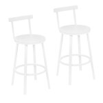 Tabouret de bar lot de 2 - woltu tabouret haut - m�tal et mdf - blanc w0att0913 - 2