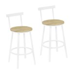 Tabouret de bar lot de 2 - woltu tabouret haut - m�tal et mdf - ch�ne clair w0att0914 - 2