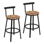 Tabouret de bar lot de 2 - woltu tabouret haut - m�tal et mdf - marron rustique w0att0911 - 2
