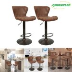 Tabourets de bar - lot de 2pcs - style industriel vintage - hauteur r�glable - marron - quiienclee