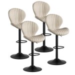 Tabouret de bar lot de 4 chaises de bar en tissuchaises de cuisine avec dossier et repose - pieds pour ...