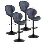 Tabouret de bar lot de 4 chaises de bar en tissuchaises de cuisine avec dossier et repose - pieds pour ...