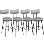 Tabourets de bar lot de 4 - luminarix - chaise de cuisine hautecadre en mtalsiges rembourrs pu hauteur ...