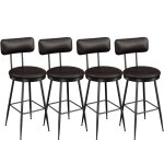 Tabourets de bar lot de 4 - luminarix - chaise de cuisine hautecadre en mtalsiges rembourrs pu hauteur ...