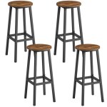 Tabourets de bar lot de 4 si�ge haut cadre m�tallique montage facile hauteur 74 cm repose - pieds marron ...