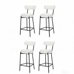 Tabouret de bar - lot de 4 - si�ge rembourr� - style moderne mi - si�cle - hauteur 66 cm - blanc