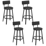 Tabouret de bar lot de 4 - woltu tabouret cuisine - m�tal et mdf - noir w0att0881 - 4