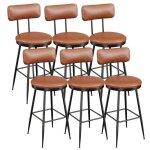 Tabourets de bar lot de 6 - luminarix - chaise de cuisine hautecadre en mtalsiges rembourrs pu hauteur ...