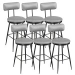 Tabourets de bar lot de 6 - luminarix - chaise de cuisine hautecadre en mtalsiges rembourrs pu hauteur ...
