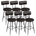 Tabourets de bar lot de 6 - luminarix - chaise de cuisine hautecadre en mtalsiges rembourrs pu hauteur ...
