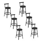 Tabouret de bar lot de 6 - woltu tabouret haut - m�tal et mdf - noir w0att0912 - 6