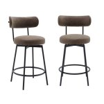Tabouret de bar assise rotative m�tal et simili cuir 66cm (lot de 2) iris