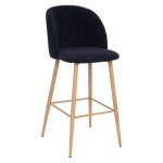 Chaise de bar celeste velours côtelé bleu encre - atmosphera createur dinterieur Chaise de bar celeste velours côtelé bleu encre - atmosphera createur dinterieur
