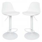Tabourets de bar et cuisine. mipan. lot de 2 chaises de bar. hauteur r�glable. blanc
