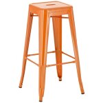 Tabouret de bar - d�coshop26 - design industriel - hauteur 76 cm - m�tal orange - empilable