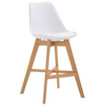 Tabouret de bar - design scandinave - coque en plastique blanc - pieds en bois - hauteur 112 cm