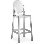 Tabouret de bar avec dossier victoire - 65cm - design transparent gris transparent
