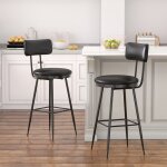 Tabourets de bar - dreammespace - lot de 2 - similicuir pu noir - hauteur 65 cm - design industriel
