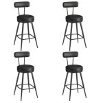 Tabouret de bar - helloshop26 - vasagle ekho - lot de 4 - design moderne - rev�tement pu noir