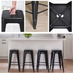 Tabouret de bar industriel 76 cm de haut chaise de bar en métal - qian - lot de 4 - noir Tabouret de bar industriel 76 cm de haut chaise de bar en métal - qian - lot de 4 - noir