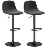 Tabouret de bar - lot 2 tabourets bar rglables pivotants dossier + repose - pieds simili cuir noir
