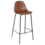 Tabouret de bar marron collection vladi - atmosphera - cuisine - bois massif - contemporain