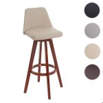 Tabouret de bar mcw - c43 bois similicuir pivotant cr�me