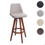 Tabouret de bar mcw - c43 bois similicuir pivotant taupe